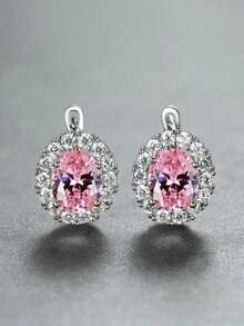 1 Pair Gorgeous Cubic Zirconia Hoop Earrings For Women For Wedding Engagement Anniversary Party Jewelry Valentine's Day Gift