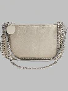 DareSee 手工链条编织多功能银色金属斜挎包，可作手提包、单肩包或邮差包使用。适合音乐节、Y2K音乐节、返校季、秋冬季节等场合的礼物。 - 銅色 - 查看 3