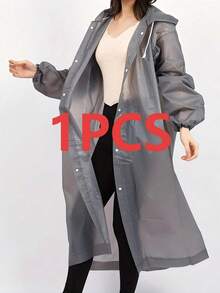 1-2pcs Thick High-Quality EVA Raincoat, Adjustable Hood, Unisex Lightweight Durable Rainwear, Not Disposable - Windproof For Cycling, Hiking, Fishing, Easy To Clean Outdoor Gear (Handwash), Bicycle Rain Jacket, Mountaineering Suit, Windproof And Waterproof