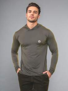 Kit 10 Camisa Térmica Proteção Uv Segunda Pele Com Capuz Masculina - Cinza - Visão 5