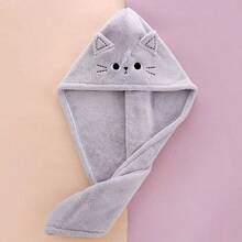 1 pieza Nueva toalla de secado de pelo de felpa de coral con diseño de gato lindo, turbante de secado rápido y súper absorbente, gorro de baño, gorro, unisex con botón, secado altamente eficiente, sin pelusas, inodoro, ideal para mujeres, regalo de Navidad, Día de San Valentín, Acción de Gracias, decoración del baño del hogar, toallas de ducha de regreso a la escuela para salón de belleza, hotel, deportes, artículos esenciales del hogar