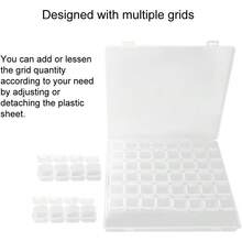 Organizador de joyas todo en, caja organizadora de plástico para manualidades 56 rejillas caja almacenamiento para decoración uñas con manijasíbles para cajas de pintura de diamantes - 1 - Ver 6