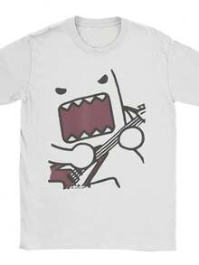 Domo Kun    T Shirt Beach Guitar Cotton T-Shirts For Men Harajuku Design Tshirt Short Sleeve Streetwear Top Tees. - Trắng 3 - Xem 1