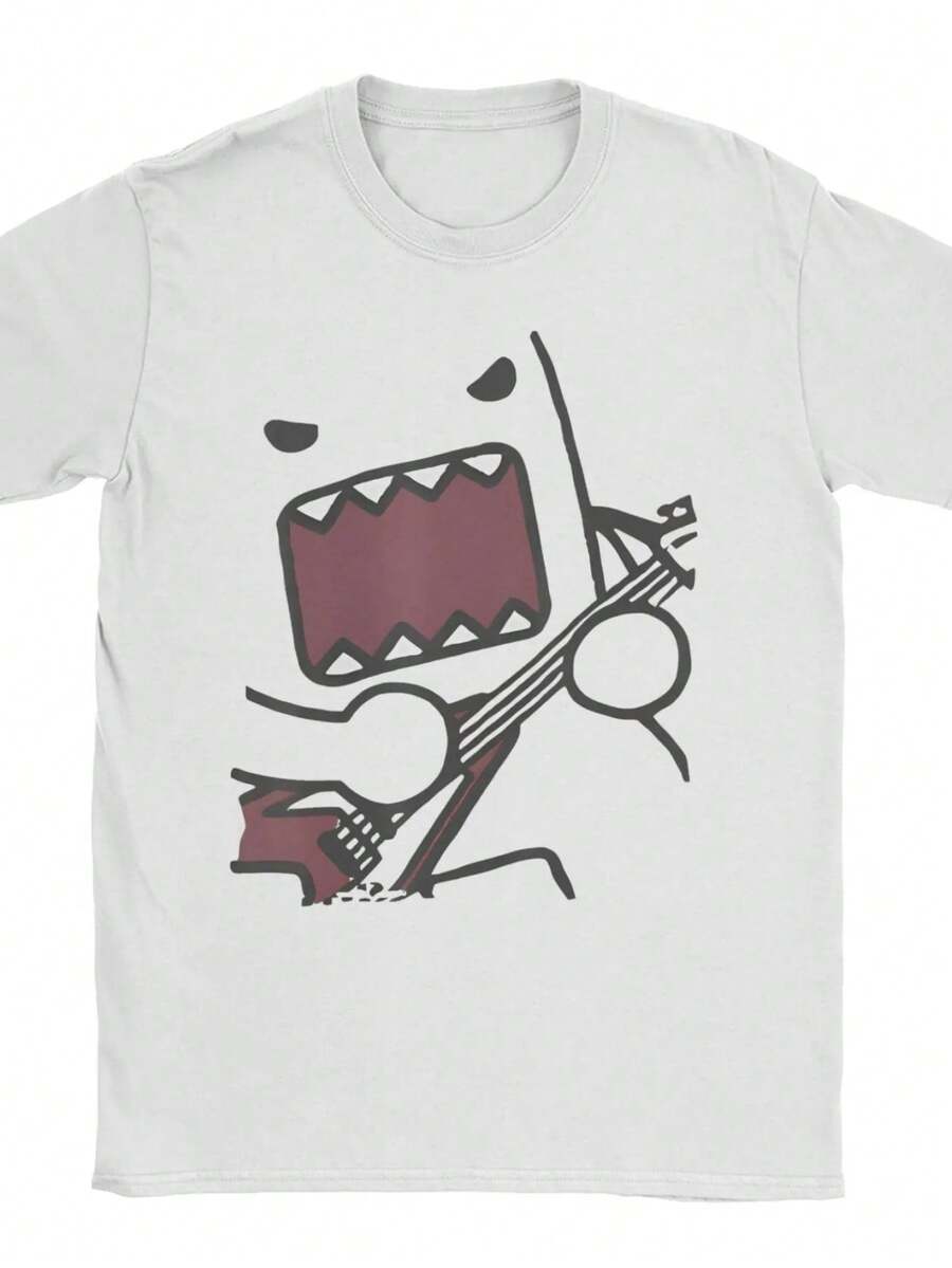 Domo Kun T Shirt Beach Guitar Cotton T-Shirts For Men Harajuku Design Tshirt Short Sleeve Streetwear Top Tees. - Trắng 3 - Xem 1