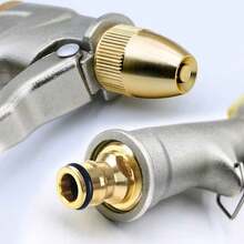 1 Peça Borrifador de Mangueira de Jardim de Metal Resistente, 4 Padrões de Pulverização, Alta Pressão, Para Irrigação Manual de Plantas e Gramados, Lavagem de Carros, Animais de Estimação no Quintal