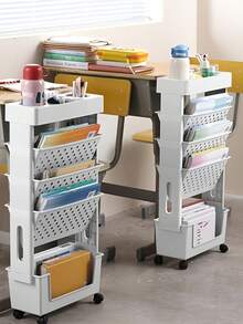 5-Tier Mobile Bookshelf - With 360° Swivel Casters, Easy Assembly, Sturdy Load-Bearing Structure, Space-Saving Vertical Organizer - Suitable For Classrooms, Homes, Offices, Libraries - Can Hold Books, Supplies, Decor