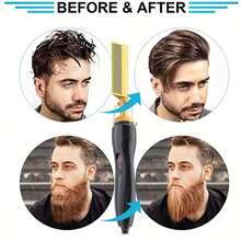 1pc Electric Comb, Straightening Comb, Curling Comb, Heat-Resistant Pressing Comb, Ceramic Electric Quick-Heating Straightening Comb, Suitable For Wet Or Dry Hair, Beard Comb, Suitable For Both Men And Women, Holiday Gift, Christmas Gift