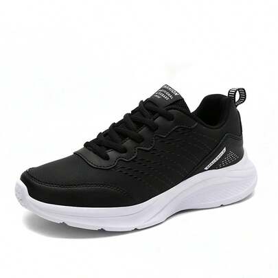 STARNOVO [Talla media arriba] Zapatos deportivos casuales para mujer, de unicolor y elegante, ligeros y cómodos, zapatos de running negros, zapatos de senderismo antideslizantes, nuevos zapatos deportivos de cuero de cordones de baja altura para exteriores, invierno 2026