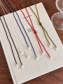 1pc French Retro Niche Design Asymmetric Pearl & Black Crystal Necklace, Multi-Wear Long Clavicle Chain, Ins Style