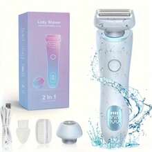 Electric Shaver Razor For Women, 2in 1 Lady Shaver Rechargeable For Women Legs Face, Cordless Bikini Trimmer With Detachable Head, Wet/Dry Use Mother'S Day Gift