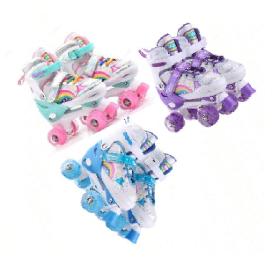 Patines de ruedas especializados para comercio electrónico transfronterizo para niños, ruedas de doble, conjunto completo para principiantes, patines para niños y niñas - Púrpura y blanco - Ver 1