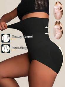 Local Delivery Womens Plus Size High-Waist Body Shaping ShortsSeamless Slimming Underwear With 360 Surrounding Compression, Breathable Soft Fabric, Non-Roll Waistband, Ideal For Postpartum Recovery & All-Day Wear - 黑色 - 查看 3