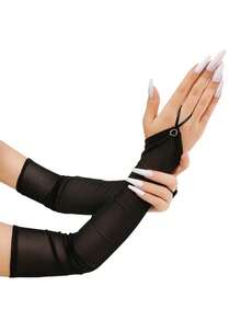 1 Pair Diamond Elegant Sheer Women's Gloves, Suitable For Performances, Banquets, Cosplay, Festivals, Bridal Accessories, Long Arm Sleeves - Multicolor - View 3