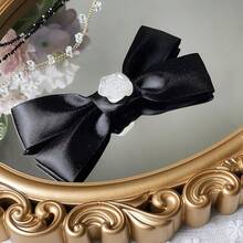 Cream Ribbon 1 Inch Double Face Satin Ribbon For Gift Wrapping Hair Bows Making Chair Sash Valentine's Day Wedding Birthday Party Invitation Decorations Floral Craft Sewing, 25 Yards - 123-黑色 - 查看 3