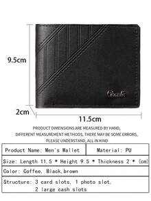 1pc Men's Wallet With Zipper, Multi-Function Card Holder, Leather Bifold Wallet, Anti-Demagnetization, Driving License Holder, Minimalist & Fashion Design, Large Capacity, Small Wallet