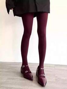 Women's Neon Lime Soft Opaque Tights For Autumn/Winter Street Style, Cozy