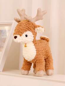 驯鹿毛绒玩具，圣诞麋鹿毛绒动物玩具动物毛绒玩偶圣诞派对生日适合儿童 - 棕色 - 查看 10