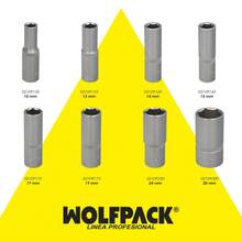 Clé à douille hexagonale longue 1/2" WOLFPACK PROFESSIONAL LINE de 14 mm. Profil hexagonal. Acier au chrome-vanadium, bords arrondis. - Argent - Voir 5