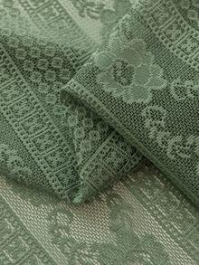 1 rèm cửa lưới họa tiết hình học ren hoa màu xanh lá cây, rèm cửa che nắng nhẹ, sang trọng, viền tua rua, có lỗ khoen, thích hợp cho phòng khách và phòng ngủ, giảm tiếng ồn và chống tia UV, rèm cửa che nắng trang trí Giáng sinh (Trọng lượng vải 130g) - Nhiều màu - Xem 5