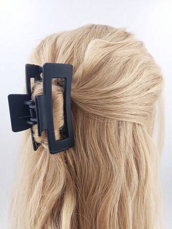 1pc Black Hollow Square Elegant PS (Polystyrene) Hair Claw, 10.5cm, Suitable For Daily Wear Hair Clips Elegant Claw Clips Winter Hair Accessories Fashion Hair Cluth