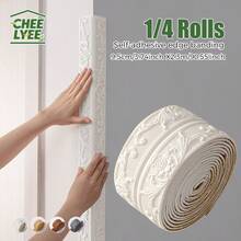 CHEE LYEE 1/4 Roll Sxp Self-Adhesive Edge Banding Strip Sxp Waistline Sticker Foam Self-Adhesive Corner Trim 8mm Thickened Version Box Packaging Peel-And-Stick Suitable For Various Corners Ceiling Office Warehouse Living Room Door Frame - Multicolor - View 1