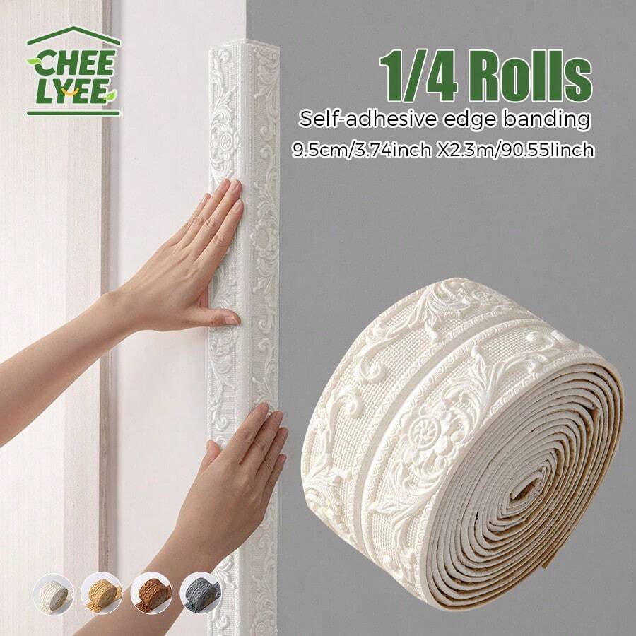 CHEE LYEE 1/4 Roll Sxp Self-Adhesive Edge Banding Strip Sxp Waistline Sticker Foam Self-Adhesive Corner Trim 8mm Thickened Version Box Packaging Peel-And-Stick Suitable For Various Corners Ceiling Office Warehouse Living Room Door Frame - Multicolor - View 1