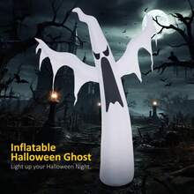HOMCOM 6' Tall Halloween Inflatables Outdoor Decorations White Ghost, Light Up Blow Up Yard Decor With LED Light And Fan Indoor Outdoor For Garden, Lawn, Party, Holiday