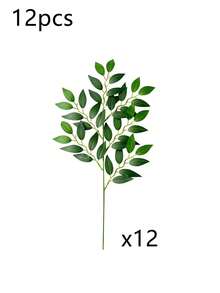 3/6/12/20 件豪华人造意大利假叶枝，户外仿绿叶花束，适用于婚礼和活动装饰、DIY 花瓶花束、新娘婚礼拱门、餐桌和家居中心装饰、户外活动和新年家居装饰、圣诞装饰 - 綠色 - 查看 10