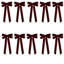 5/10 szt. kokardki świąteczne, aksamitna kokarda na choinkę - świąteczne kokardy wstążkowe, odpowiednie do wieńców świątecznych, dekoracji świątecznych, artykułów na świąteczne przyjęcia, artykułów do pakowania prezentów, wstążek do pakowania prezentów świątecznych, ozdób choinkowych