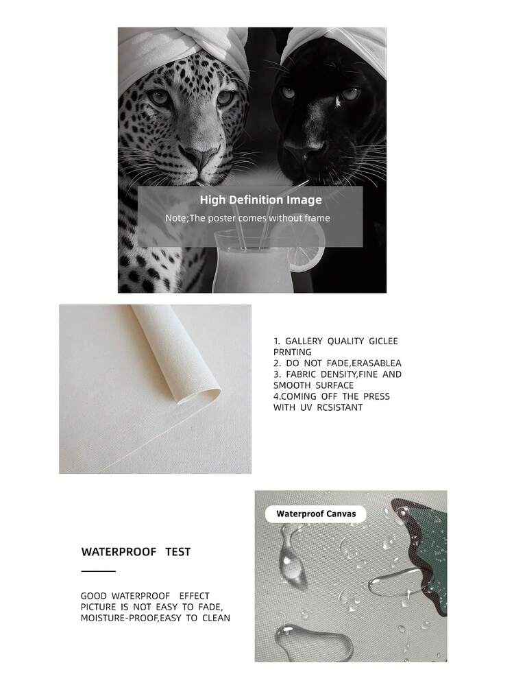 1/3 Pcs Frameless Black And White Stylish Printed Poster Leopard Roar, Star Art, Retro Wall Decor, Suitable For Bedrooms, Dormitories, Home Offices, Classrooms, Preppy Animal Pattern, Best Gift Choice - Multicolor - View 9