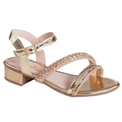 Sandália Saltinho Infantil Menina Brilho Strass Delicada Antiderrapante Promoção Moda Confortável