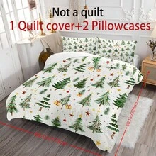 2/3pcs Christmas Tree Bed Comforter Set, Stars, Gift Box Duvet Cover Bed Sheets Set -Bedding Set, With 1 Duvet Cover And 1-2 Pillowcases, King-Size Bedspread, Soft Skin-Friendly Polyester, Machine Washable, Dry Clean,Suitable For Room/Bedroom/Home Decoration.
