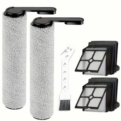 Zestaw 5 akcesoriów Tineco Floor ONE S6 / S7 Pro – plastikowa nakładka do podłogi z 2 wałkami szczotkowymi, 2 filtrami o wysokiej wydajności i szczotką czyszczącą do odkurzacza na mokro i sucho