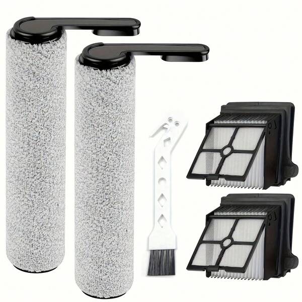 5pcs Tineco Floor ONE S6 / S7 Pro Accessory Kit - Plastic Floor Attachment With 2 Brush Rollers, 2 High-Efficiency Filters, And Cleaning Brush For Wet And Dry Vacuum Cleaner