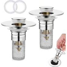 Bathroom Sink Stopper Hair Catcher, Universal Pop Up Sink Drain Filter With Stainless Steel Filter Basket, Bathroom Sink Drain Strainer - 2個 - 查看 1