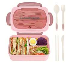 3-Compartment Adult Bento Lunch Box Set, Unisex Food Container With Utensils, Sauce Pot, Muffin Liner, Microwave & Dishwasher , Brown (Includes Knife, Fork, Spoon And Chopsticks), Kitchen, Christmas Gift - Nhiều màu - Xem 9