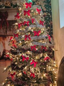 24 قطعة فيلفت أقواس عيد الميلاد - أقواس ربطة الشريط البوليستر بطراز عتيق للأكاليل والهدايا والحرف اليدوية والزفاف والحفلات وأكياس الحلوى والمعالجة - ديكور منزلي احتفالي لعيد الميلاد والفصح وعيد الشكر والعام الجديد - بدون ريش أو كهرباء