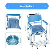 Commode Chair For Toilet Shower Commode Wheelchair Transport Chair Mobility Bedside Toilet 350lbs Better Care Chair - 預設 - 查看 3