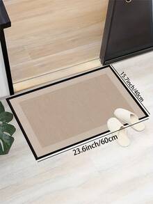 1 Piece Of Black Border Beige Solid Color Pattern Kitchen Floor Mat, Anti Slip And Stain Resistant, Suitable For Room Decor, Living Room, Bathroom, Bedroom Rug, Door Mat, Area Rug And Outdoor Carpet, Made Of Polyester Fiber Material, Easy To Clean And Machine Washable, Suitable For All Seasons And Holidays.