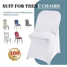 30/50/100pcs - Spandex Stretch Universal Slipcovers For Banquet, Party, Wedding Decor  Easy Clean, Reusable & Wrinkle-Free(White,Black)