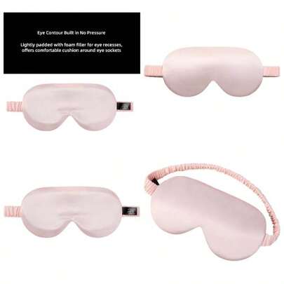 Antifaz Para Dormir Con Diadema De Seda Para El Cuidado Del Cabello, Antifaz De Seda Para Ojos, Cmoda Banda Elstica Para Las Orejas, Correa No Ajustable Rosa, Lujo, 22 Momme