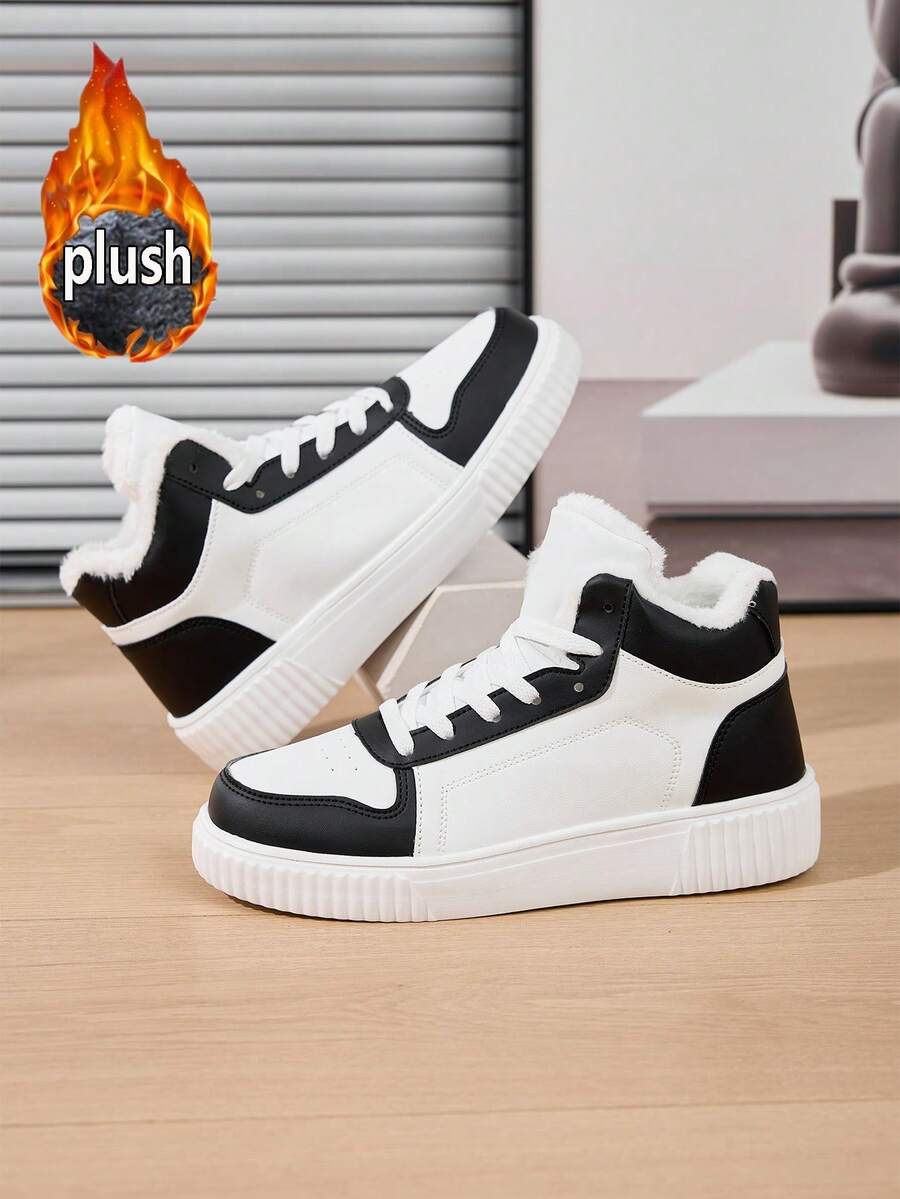 Unisex Couple Shoes Size 36-45, Women's Casual Shoes, Men's Athletic Shoes, Lace-Up Soft Bottom Comfortable Men's Shoes, Warm Padded Men's Cotton Shoes, Lightweight High-Top Versatile Casual Shoes, Street-Style Skateboard Shoes
