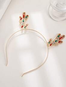 1pc Children's Deer Antler Headband Christmas Hair Accessory Headband Metal Diamond Studded Headband Holiday Party Fine Headband, Suitable For 14-16 Year Old Children To Use With Christmas