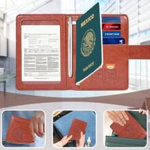 Porta de Pasaporte, Funda para Pasaporte con Bloqueo RFID, Cierre de Banda elástica (Marrón-magnético),22462188 - Azul - Ver 2