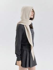 1 Khăn trùm đầu hình tam giác màu trơn cho nữ, chất liệu nylon phong cách đường phố dễ thương, thời trang đa năng và vui tươi, thích hợp mặc khi đi làm trong nhà/ngoài trời, mặc mùa thu/đông - Nhiều màu - Xem 3