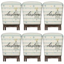 2/4/6pcs Christmas Element Printed Linen Chair Covers, Home Decor, Suitable For Christmas Gifts, Christmas Decoration, Daily Home, Living Room, Dining Room, Garden, Hotel, Washable Polyester Material Chair Seat Cushion Covers - Multicolor - View 19