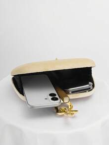 1 buah Tas Clutch Kecil Elegan Beludru Hitam, Dekorasi Rantai Berlian Imitasi, Kunci Kepala Ular, Tas Tangan Modis untuk Gaun Malam, Cocok untuk Makan Malam Formal, Pesta, Pernikahan, Koktail, Hadiah untuk Wanita - Aprikot - View 7