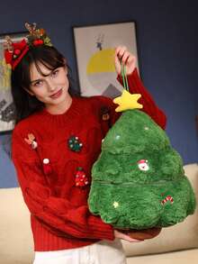 Santa Plush Stuffed Claus In Tree Pillow For Kids Toy And Christmas Tree Plush Pillow Decor The Elk Plush Doll Toys - Cozy Holiday Plushie For Toddlers