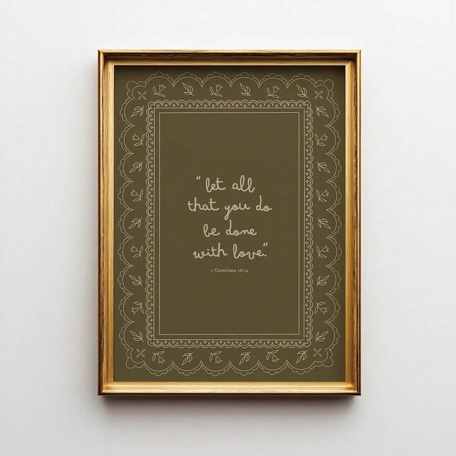 1 Stück gerahmtes/ungerahmtes Vintage-Poster mit Bibelvers, christliches Zitat Wandkunst Leinwanddruck, minimalistischer Schriftzug, stimmungsvoller Cottagecore-Stil, Retro-Gemälde für Apartment, Wohnzimmer, Schlafzimmer, moderne Heimdekoration - Verschiedenfarbig - Übersicht 1