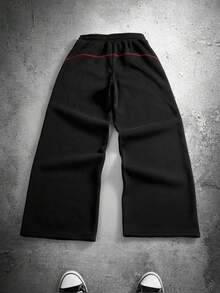 男士时尚百搭条纹运动裤 - 黑色 - 查看 5